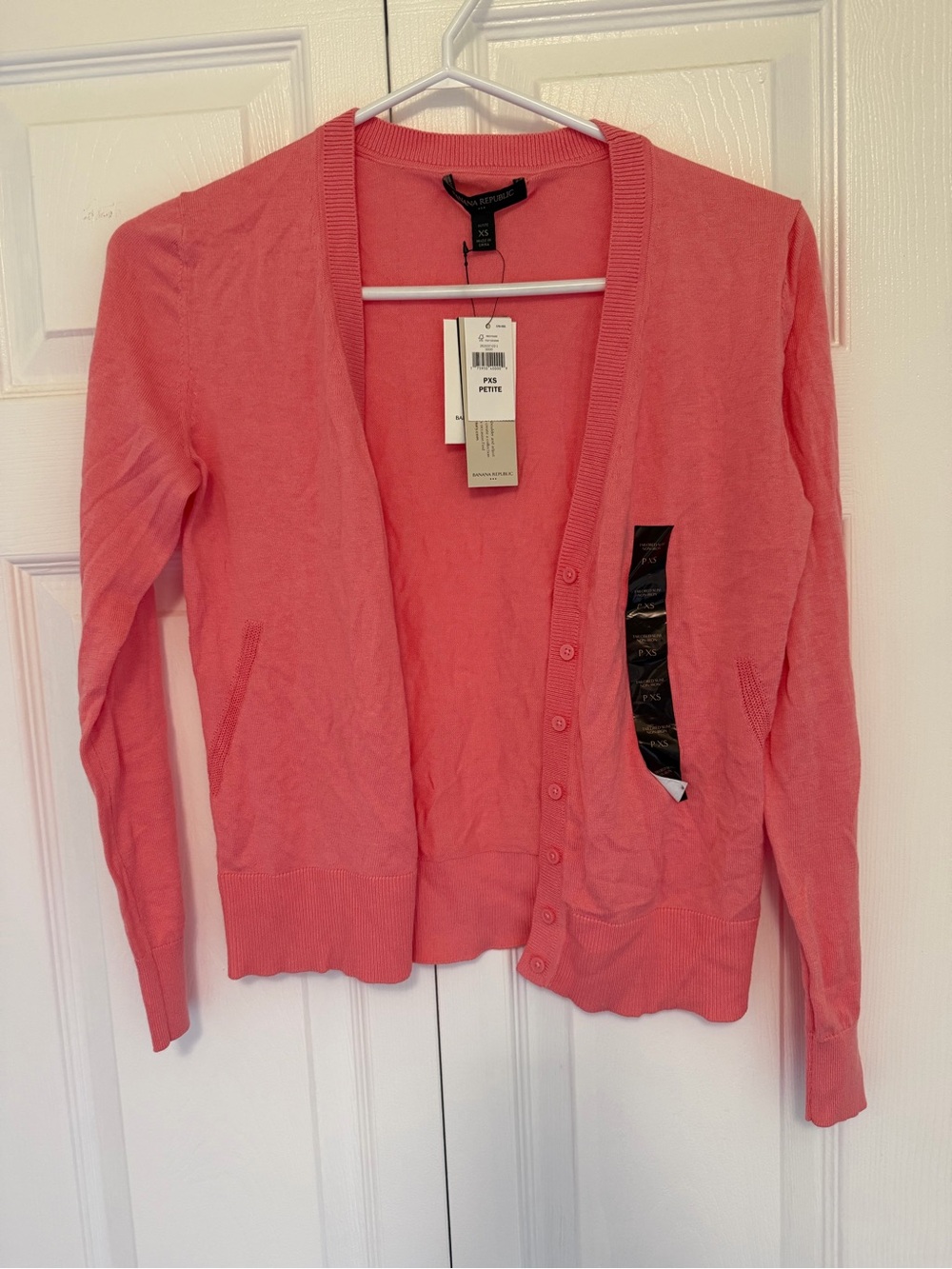 Banana Republic Coral Button-Front V-Neck Cardigan